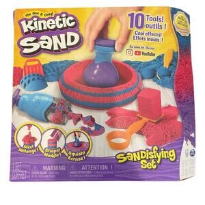 KINETIC SAND SANDISFYING SET WITH 2 POUNDS OF SAND & 10 TOOLS PLAY SAND SENSORY